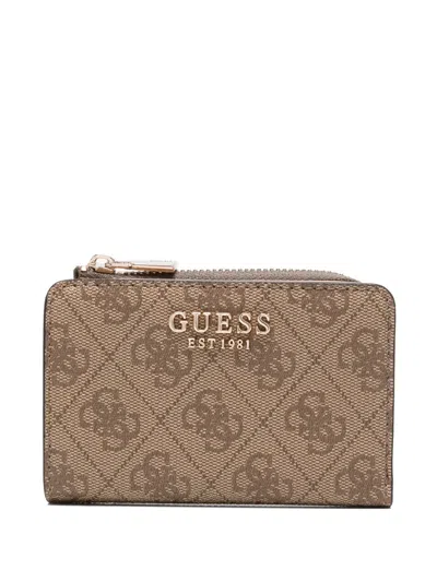 Guess Usa Monogram-pattern Wallet In Brown
