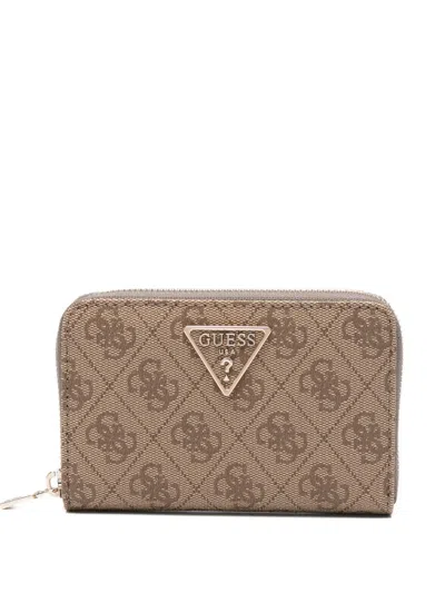 Guess Usa Monogram-pattern Wallet In Brown
