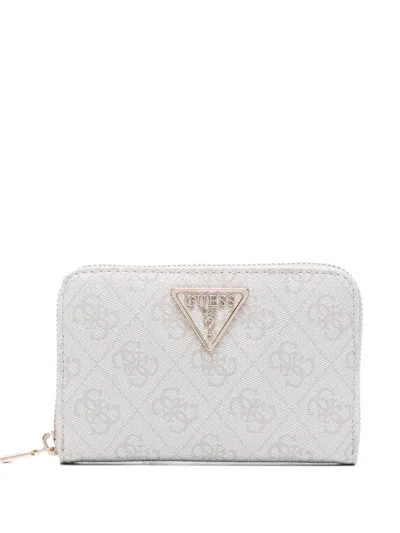 Guess Usa Monogram-pattern Wallet In Gray