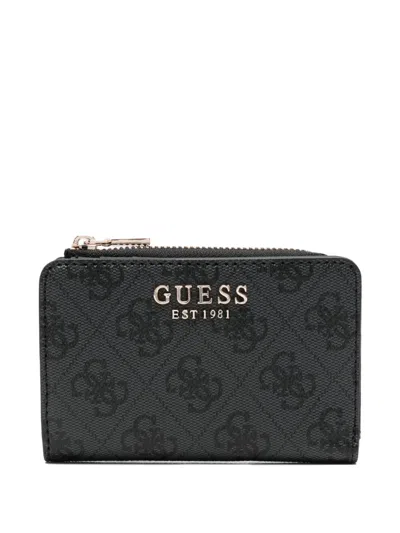 Guess Usa Monogram-pattern Wallet In Gray