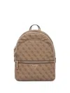 Guess Usa Monogram-pattern Zip-around Backpack In Brown
