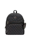 Guess Usa Monogram-pattern Zip-pocket Backpack In Black