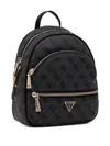 Guess Usa Monogram-pattern Zip-pocket Backpack In Black