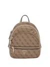 Guess Usa Monogram-pattern Zip-pockets Backpack In Brown