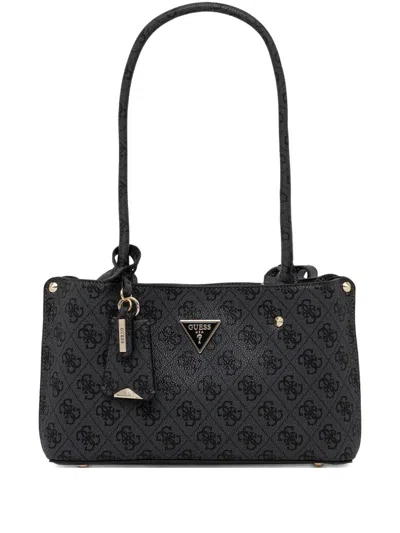 Guess Usa Monogram Plaque Shoulder Bag In Black