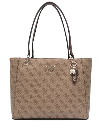 Guess Usa Monogram-print Shoulder Bag In Neutrals