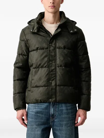 Guess Usa Monogram Puffer Jacket In Green