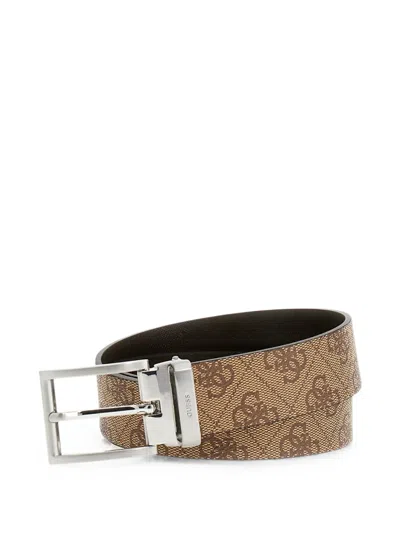 Guess Usa Monogram Reversible Belt In Brown