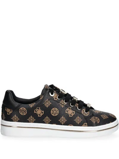 Guess Usa Monogram Sneakers In Black