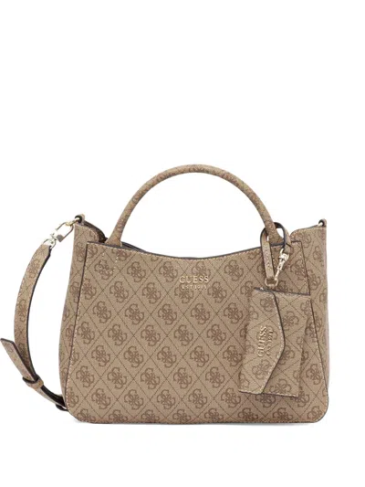 Guess Usa Monogram Top-handles Tote Bag In Brown