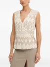 Guess Usa Monogram V-neck Wrap Blouse In Neutral