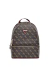 Guess Usa Monogram Zip Backpack In Brown