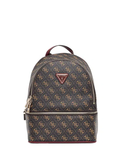 Guess Usa Monogram Zip Backpack In Brown