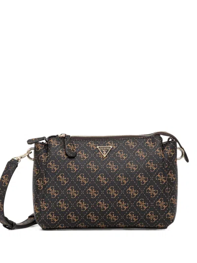 Guess Usa Monogram Zip Cross Body Bag In Black