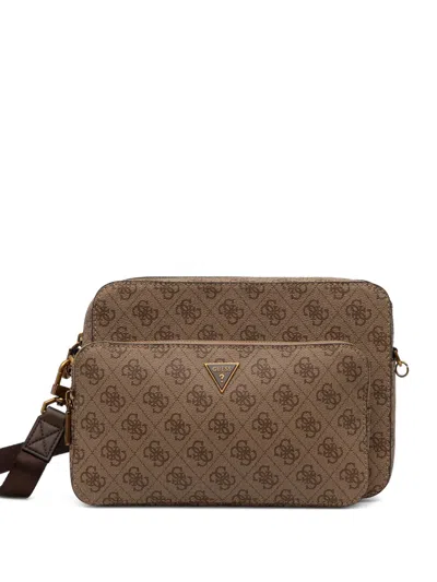 Guess Usa Monogram Zip Messenger Bag In Brown