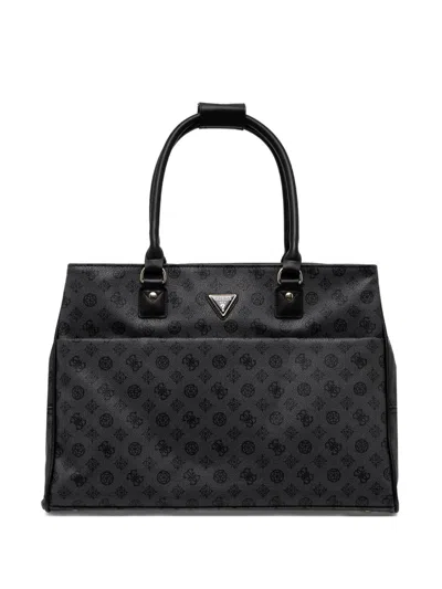 Guess Usa Monogram Zip Tote Bag In Black