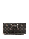 Guess Usa Monogram Zip Wallet In Brown