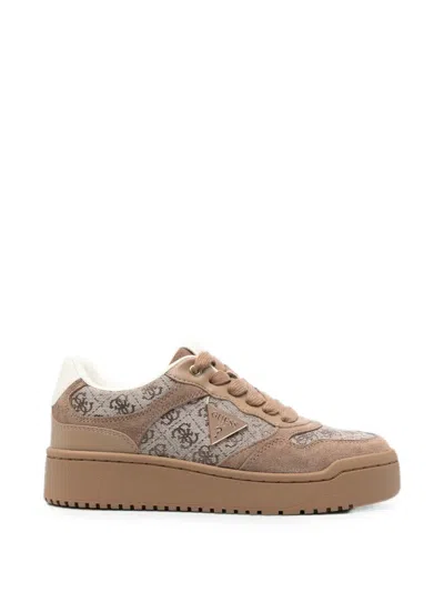 Guess Usa Monogram-panel Sneakers In Black
