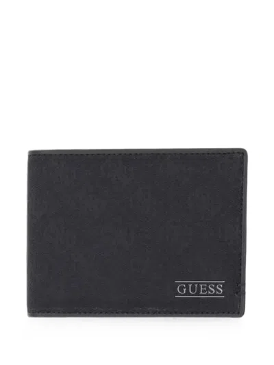 Guess Usa Monogram-pattern Bifold Wallet In Black