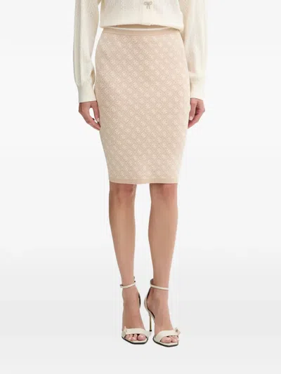 Guess Usa Monogram-pattern Knit Skirt In Neutral