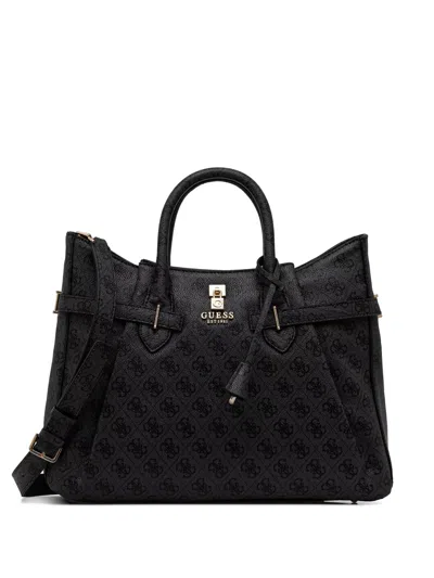 Guess Usa Monogram-pattern Tote Bag In Black