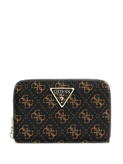 Guess Usa Monogram-pattern Wallet In Brown