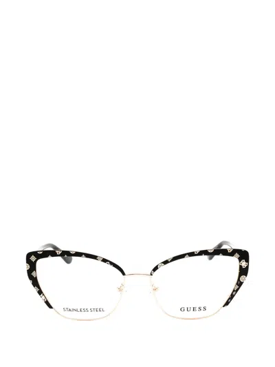 Guess Usa Monogram-print Cat-eye Glasses In Multi