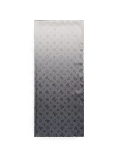 Guess Usa Monogram-print Gradient-effect Scarf In Gray