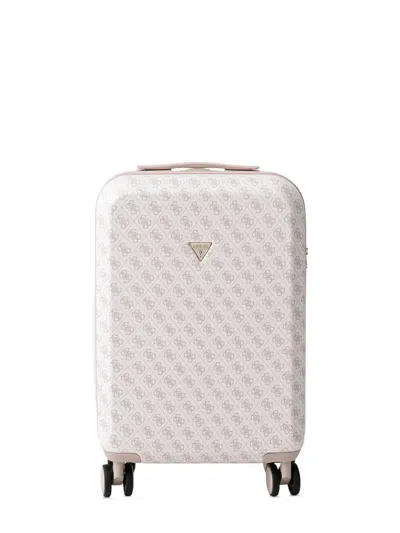 Guess Usa Monogram-print Logo-plaque Luggage In White