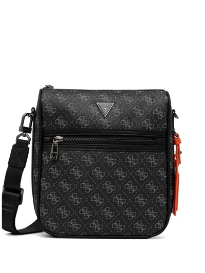 Guess Usa Monogram-print Logo-plaque Messenger Bag In Multi