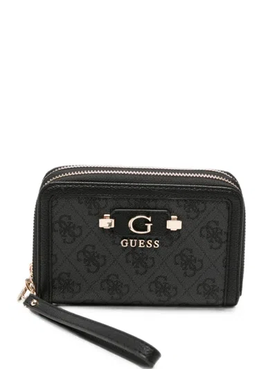 Guess Usa Monogram-print Logo-plaque Purse In Red