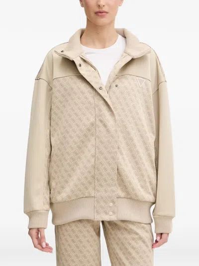 Guess Usa Monogram-print Panelled Jacket In Gold