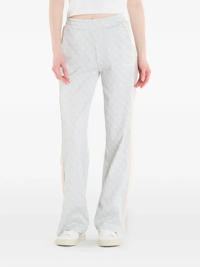 Guess Usa Monogram-print Side-stripe Track Pants In White