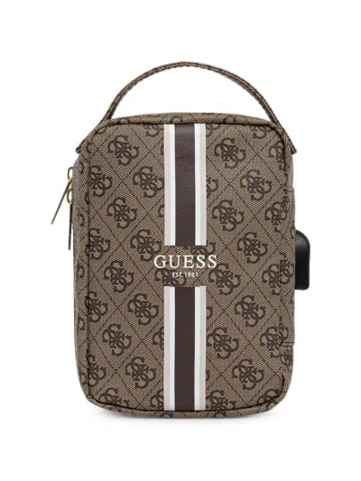 Guess Usa Monogram-print Striped Tech Bag In Multi