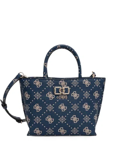 Guess Usa Monogram-print Tote Bag In Black