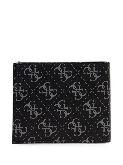 Guess Usa Monogram-print Wallet In Black