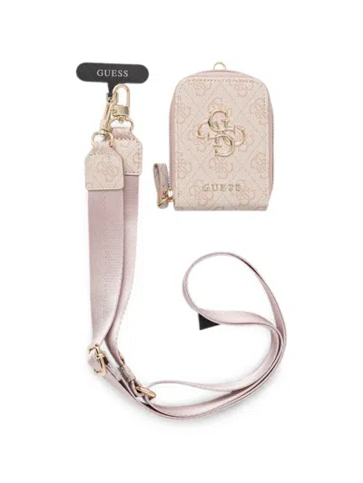 Guess Usa Monogram-print Zipped Case Strap In Brown