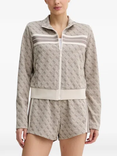 Guess Usa Monogram-print Zip-up Sweatshirt In Multi