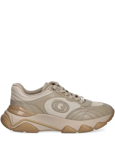 Guess Usa Morriz Logo-patch Sneakers In Neutral