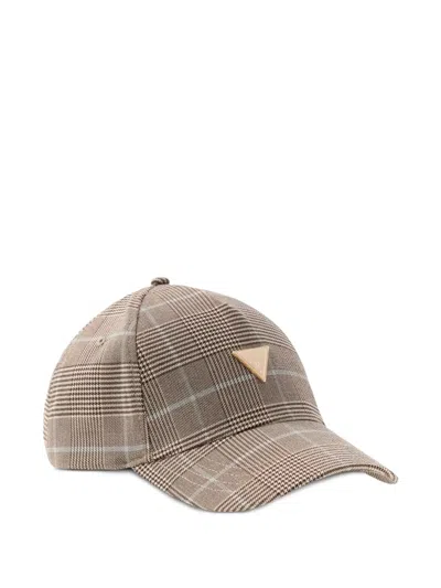 Guess Usa Multi Prince Of Wales Checked Cap In Green