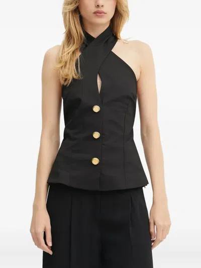 Guess Usa Nada Halterneck Top In Black