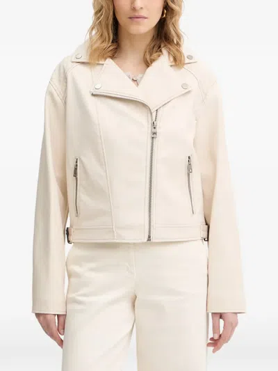 Guess Usa Nada Quilted-panel Biker Jacket In Neutral