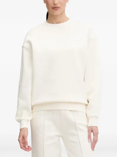 Guess Usa Nat Logo-plaque Drop-shoulder Sweatshirt In Neutral