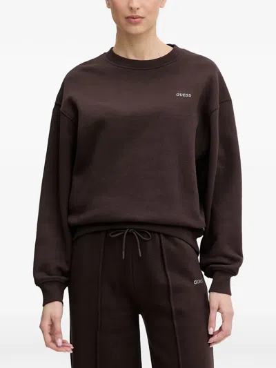 Guess Usa Nat Logo-print Drop-shoulder Sweatshirt In Brown