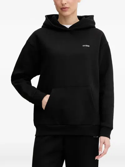 Guess Usa Nat Logo-print Pouch-pocket Hoodie In Black