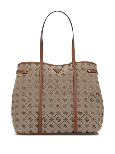 Guess Usa Neda 4g Logo Peony Tote Bag In Brown