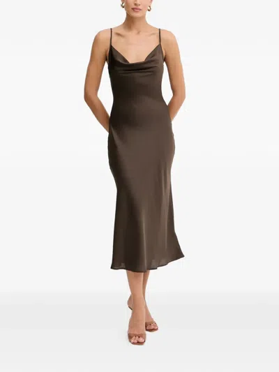 Guess Usa New Akilina Cowl-neck Midi Dress In Brown
