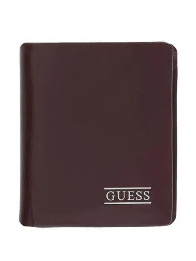 Guess Usa New Boston Logo-plaque Bifold Leather Wallet In Brown