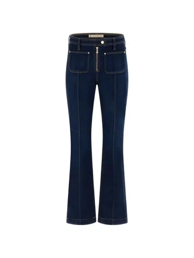 Guess Usa Nicky Zip-detail Straight-leg Denim Jeans In Blue