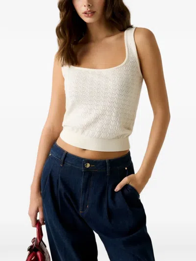 Guess Usa Nina Pointelle-knit Tank Top In Neutral